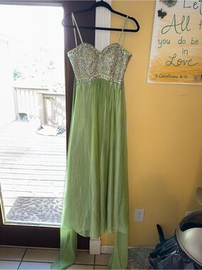 Green Beaded Sweetheart Prom Dress